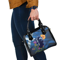 Cianalas Alba Scotland Shoulder Handbag Scottish Lion and Thistle Blue Version
