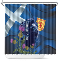 Cianalas Alba Scotland Shower Curtain Scottish Lion and Thistle Blue Version