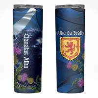 Cianalas Alba Scotland Skinny Tumbler Scottish Lion and Thistle Blue Version