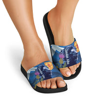 Cianalas Alba Scotland Slide Sandals Scottish Lion and Thistle Blue Version
