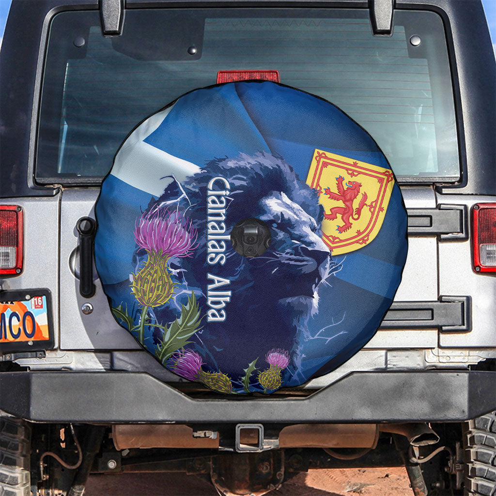 Cianalas Alba Scotland Spare Tire Cover Scottish Lion and Thistle Blue Version