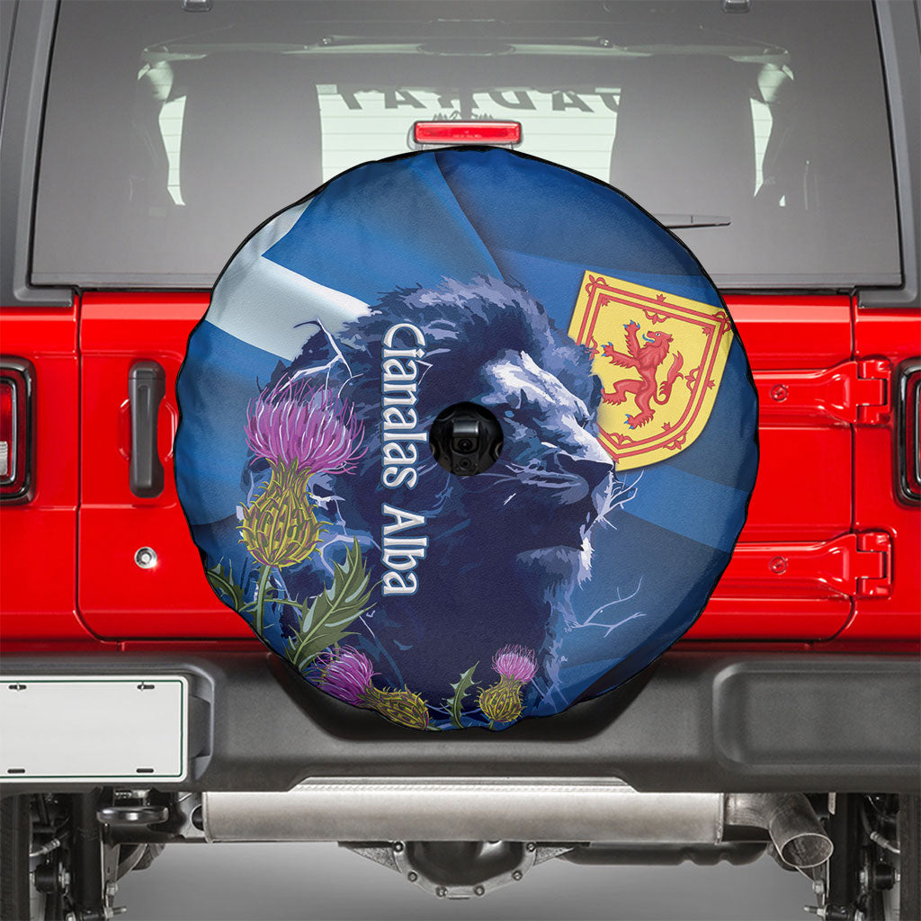 Cianalas Alba Scotland Spare Tire Cover Scottish Lion and Thistle Blue Version
