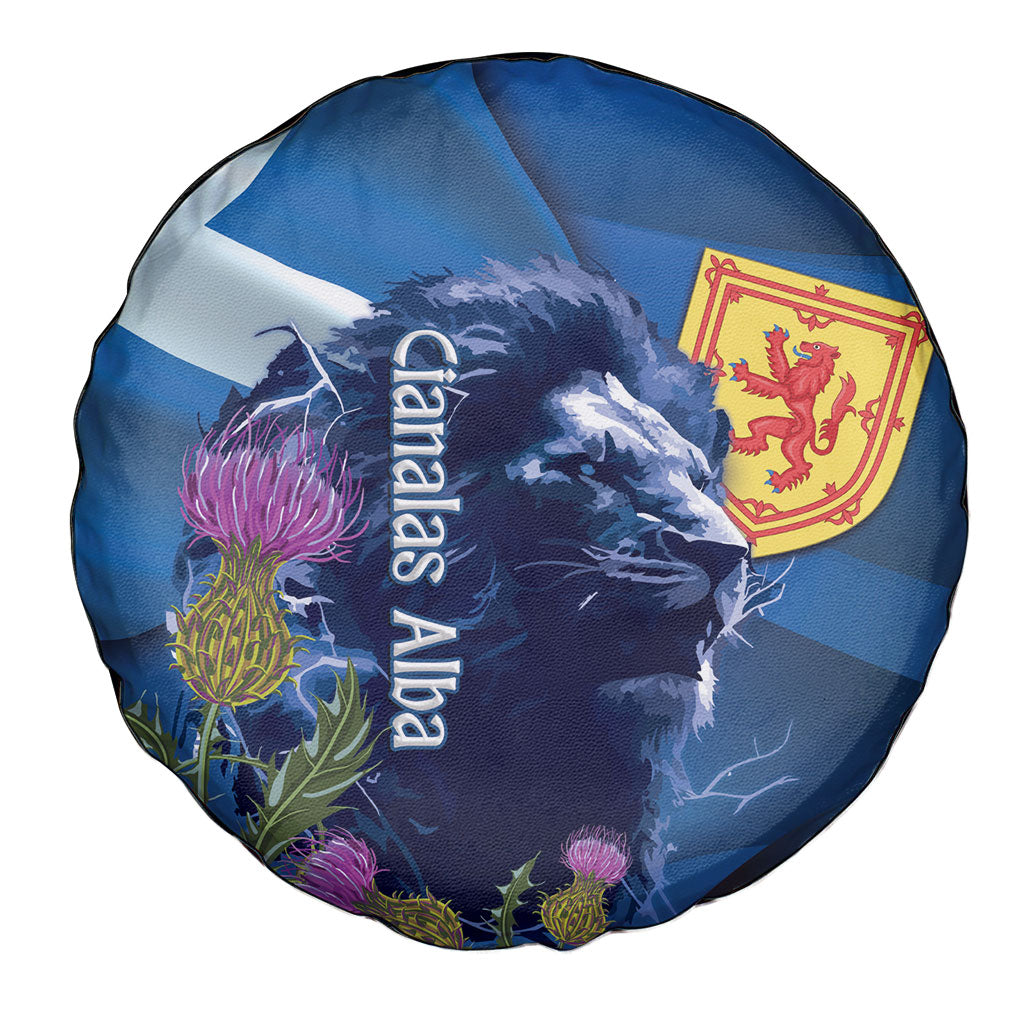 Cianalas Alba Scotland Spare Tire Cover Scottish Lion and Thistle Blue Version