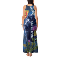 Cianalas Alba Scotland Tank Maxi Dress Scottish Lion and Thistle Blue Version