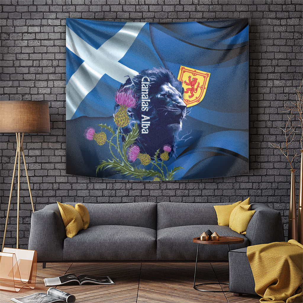 Cianalas Alba Scotland Tapestry Scottish Lion and Thistle Blue Version