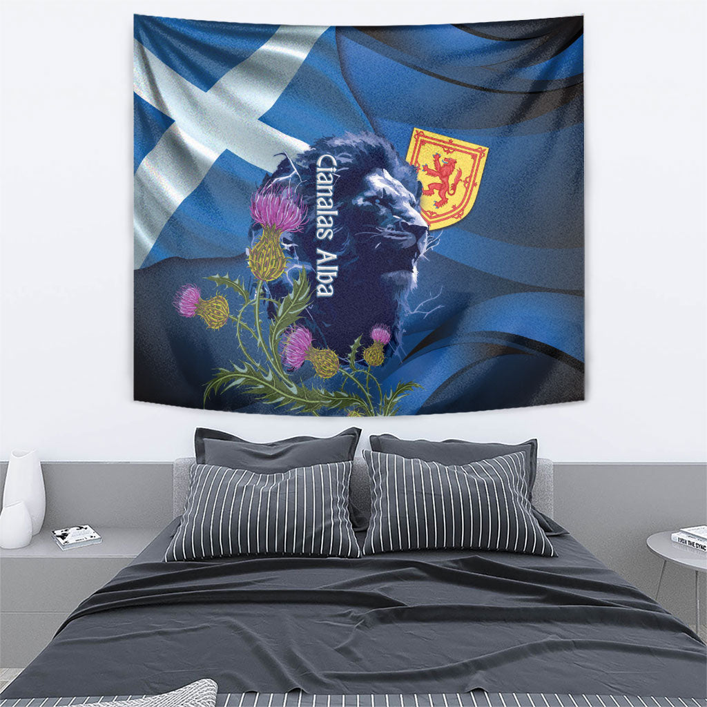 Cianalas Alba Scotland Tapestry Scottish Lion and Thistle Blue Version