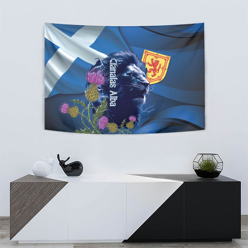 Cianalas Alba Scotland Tapestry Scottish Lion and Thistle Blue Version