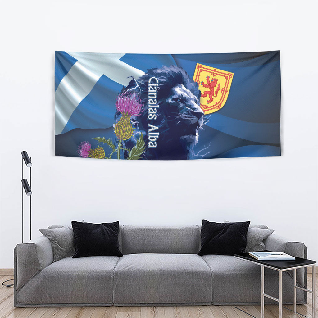 Cianalas Alba Scotland Tapestry Scottish Lion and Thistle Blue Version