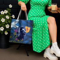 Cianalas Alba Scotland Tote Bag Scottish Lion and Thistle Blue Version