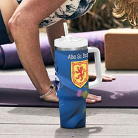 Cianalas Alba Scotland Tumbler With Handle Scottish Lion and Thistle Blue Version