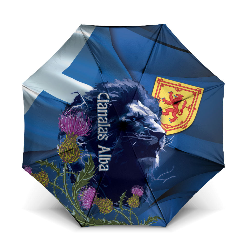 Cianalas Alba Scotland Umbrella Scottish Lion and Thistle Blue Version