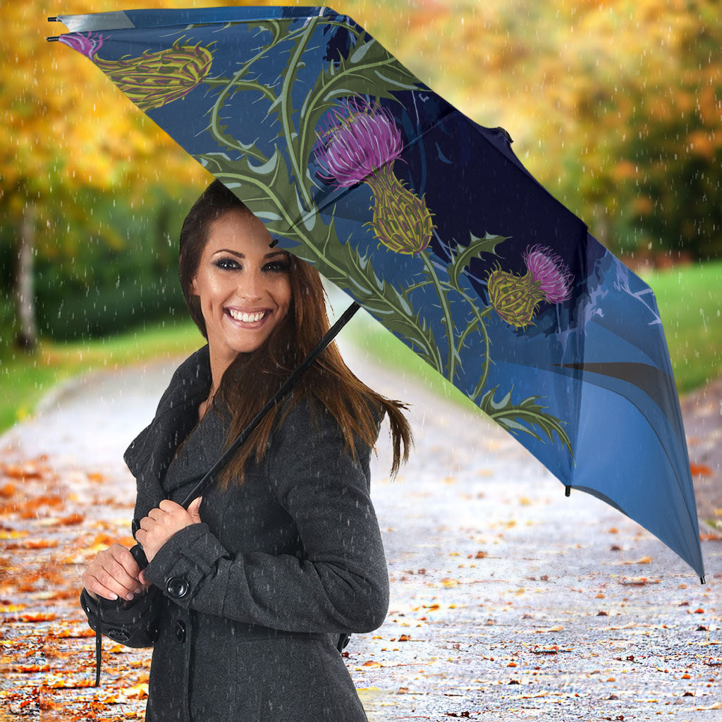 Cianalas Alba Scotland Umbrella Scottish Lion and Thistle Blue Version