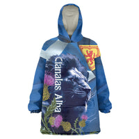 Cianalas Alba Scotland Wearable Blanket Hoodie Scottish Lion and Thistle Blue Version