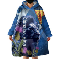 Cianalas Alba Scotland Wearable Blanket Hoodie Scottish Lion and Thistle Blue Version