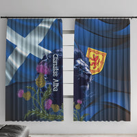 Cianalas Alba Scotland Window Curtain Scottish Lion and Thistle Blue Version