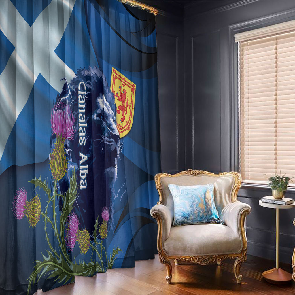 Cianalas Alba Scotland Window Curtain Scottish Lion and Thistle Blue Version