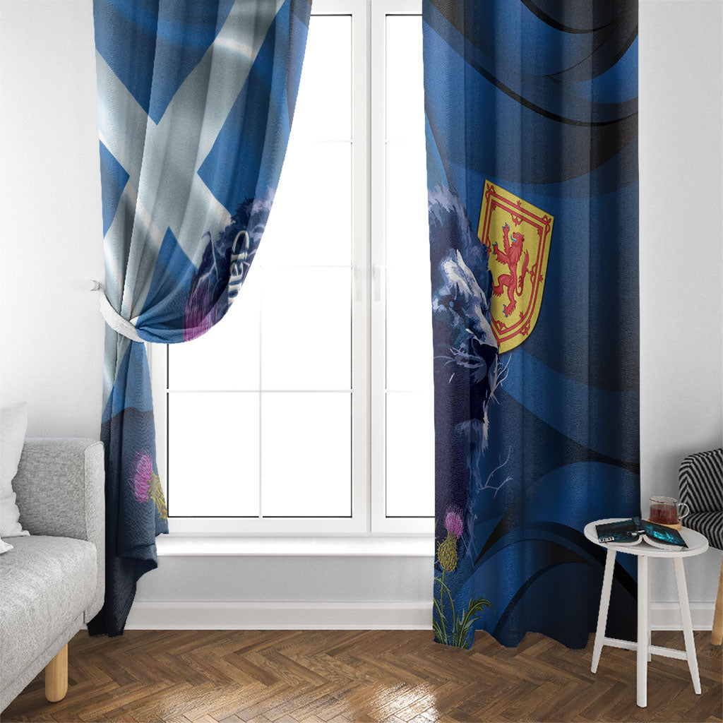 Cianalas Alba Scotland Window Curtain Scottish Lion and Thistle Blue Version