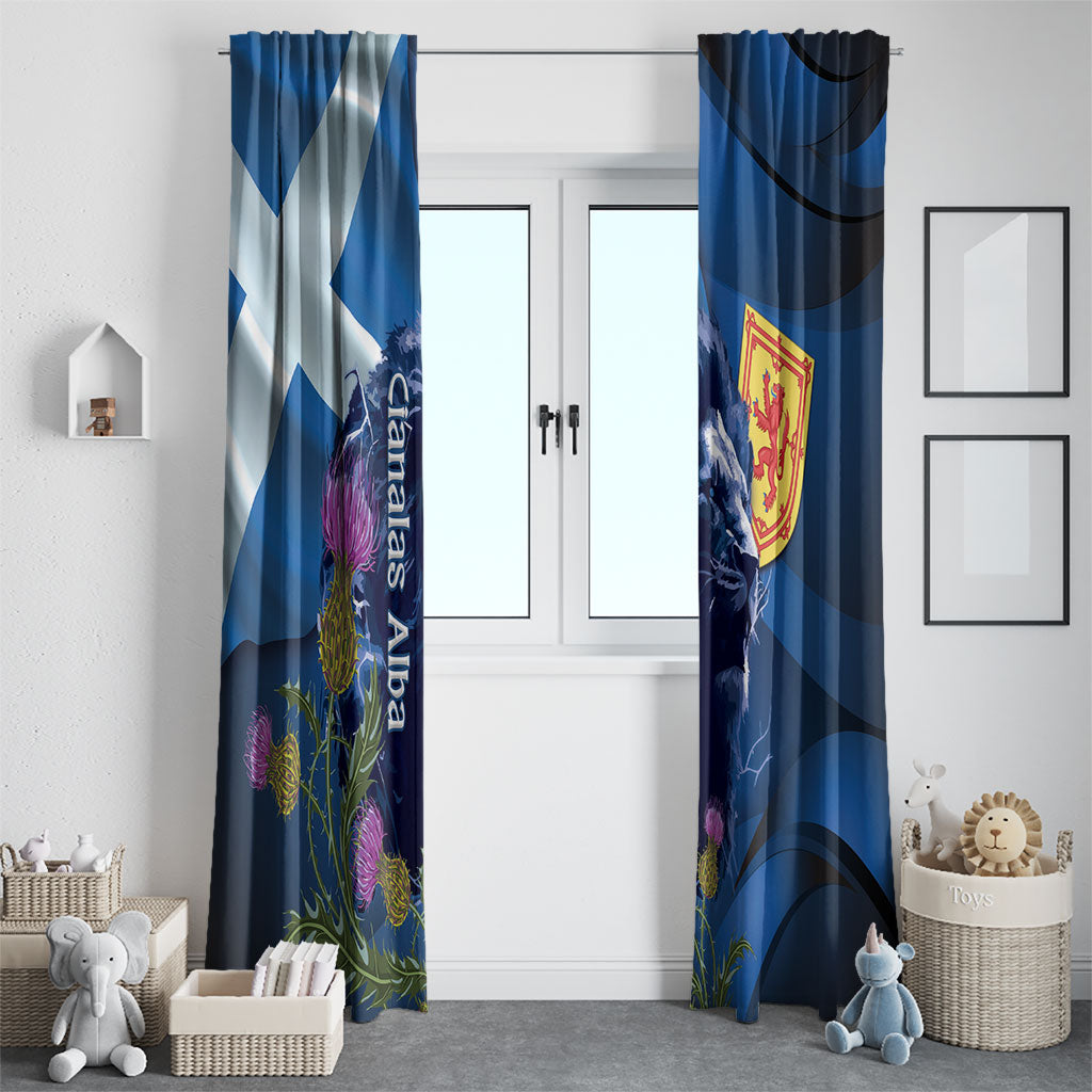 Cianalas Alba Scotland Window Curtain Scottish Lion and Thistle Blue Version