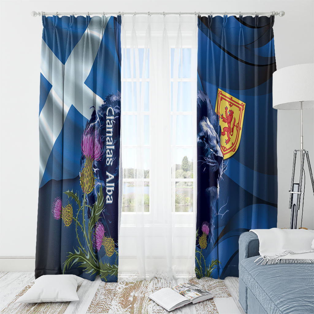 Cianalas Alba Scotland Window Curtain Scottish Lion and Thistle Blue Version