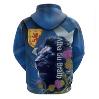 Cianalas Alba Scotland Zip Hoodie Scottish Lion and Thistle Blue Version