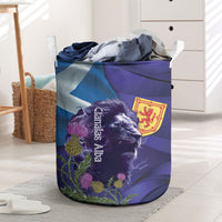 Cianalas Alba Scotland Laundry Basket Scottish Lion and Thistle Purple Version