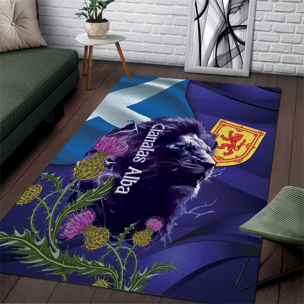 Cianalas Alba Scotland Area Rug Scottish Lion and Thistle Purple Version