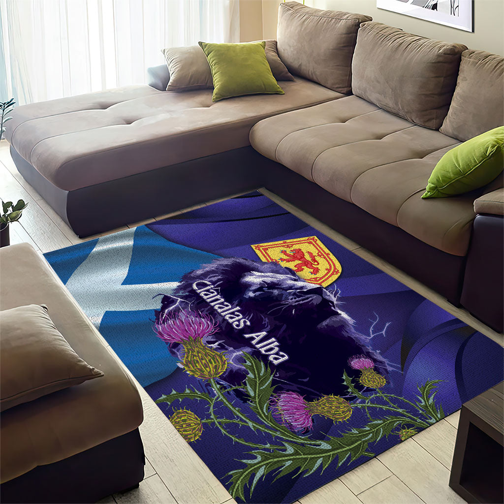 Cianalas Alba Scotland Area Rug Scottish Lion and Thistle Purple Version