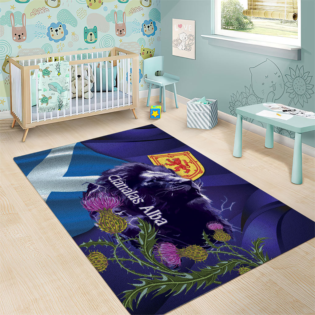 Cianalas Alba Scotland Area Rug Scottish Lion and Thistle Purple Version