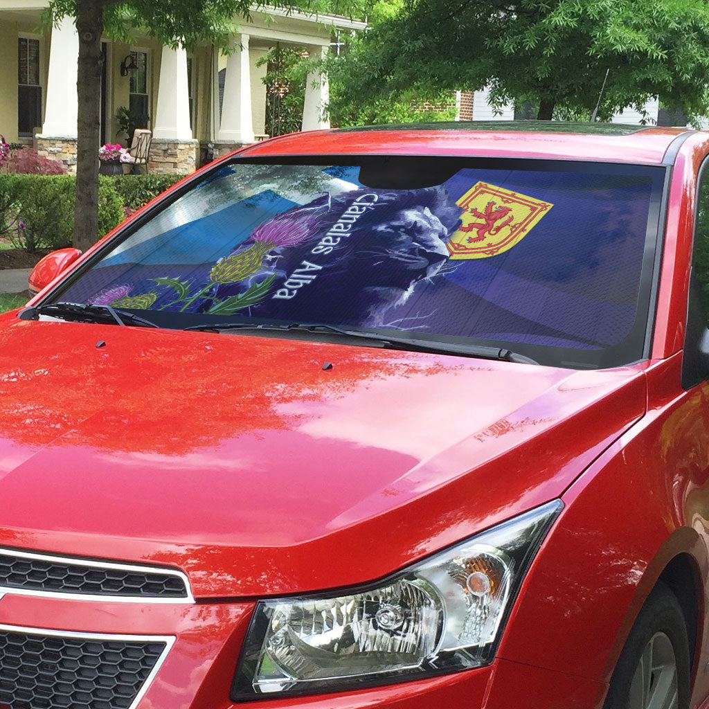Cianalas Alba Scotland Auto Sun Shade Scottish Lion and Thistle Purple Version