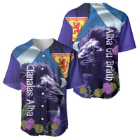 Cianalas Alba Scotland Baseball Jersey Scottish Lion and Thistle Purple Version