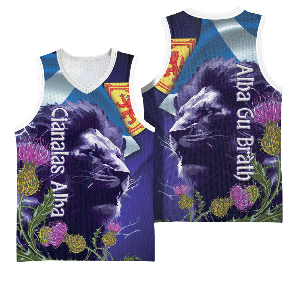 Cianalas Alba Scotland Basketball Jersey Scottish Lion and Thistle Purple Version
