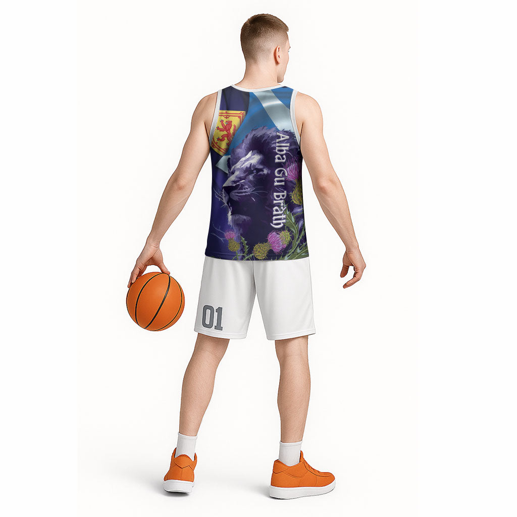 Cianalas Alba Scotland Basketball Jersey Scottish Lion and Thistle Purple Version