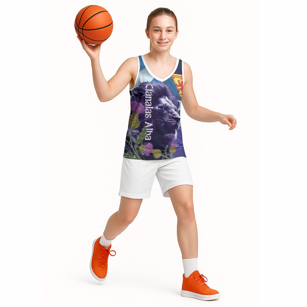 Cianalas Alba Scotland Basketball Jersey Scottish Lion and Thistle Purple Version