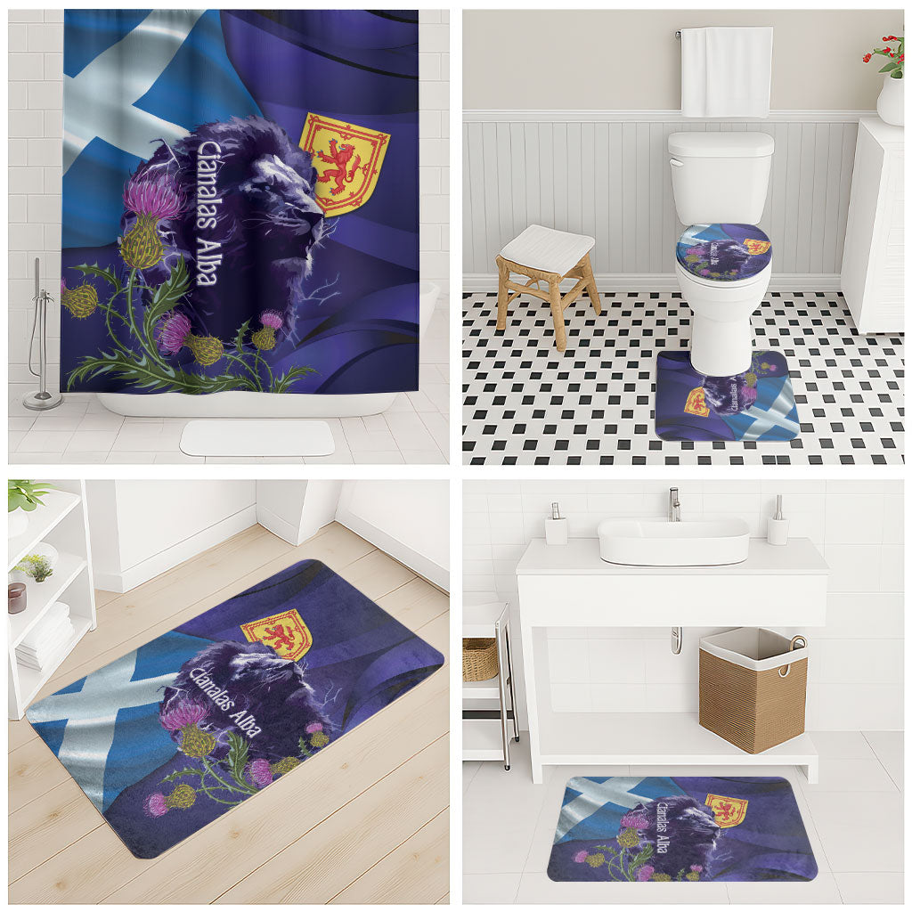 Cianalas Alba Scotland Bathroom Set Scottish Lion and Thistle Purple Version