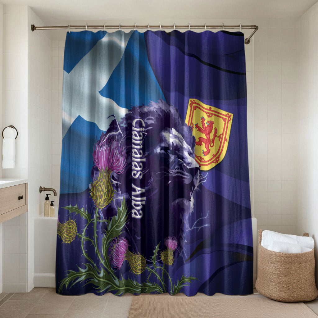 Cianalas Alba Scotland Bathroom Set Scottish Lion and Thistle Purple Version