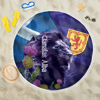 Cianalas Alba Scotland Beach Blanket Scottish Lion and Thistle Purple Version