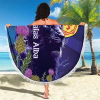 Cianalas Alba Scotland Beach Blanket Scottish Lion and Thistle Purple Version