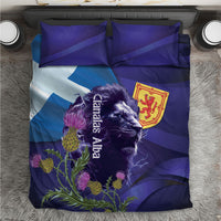 Cianalas Alba Scotland Bedding Set Scottish Lion and Thistle Purple Version