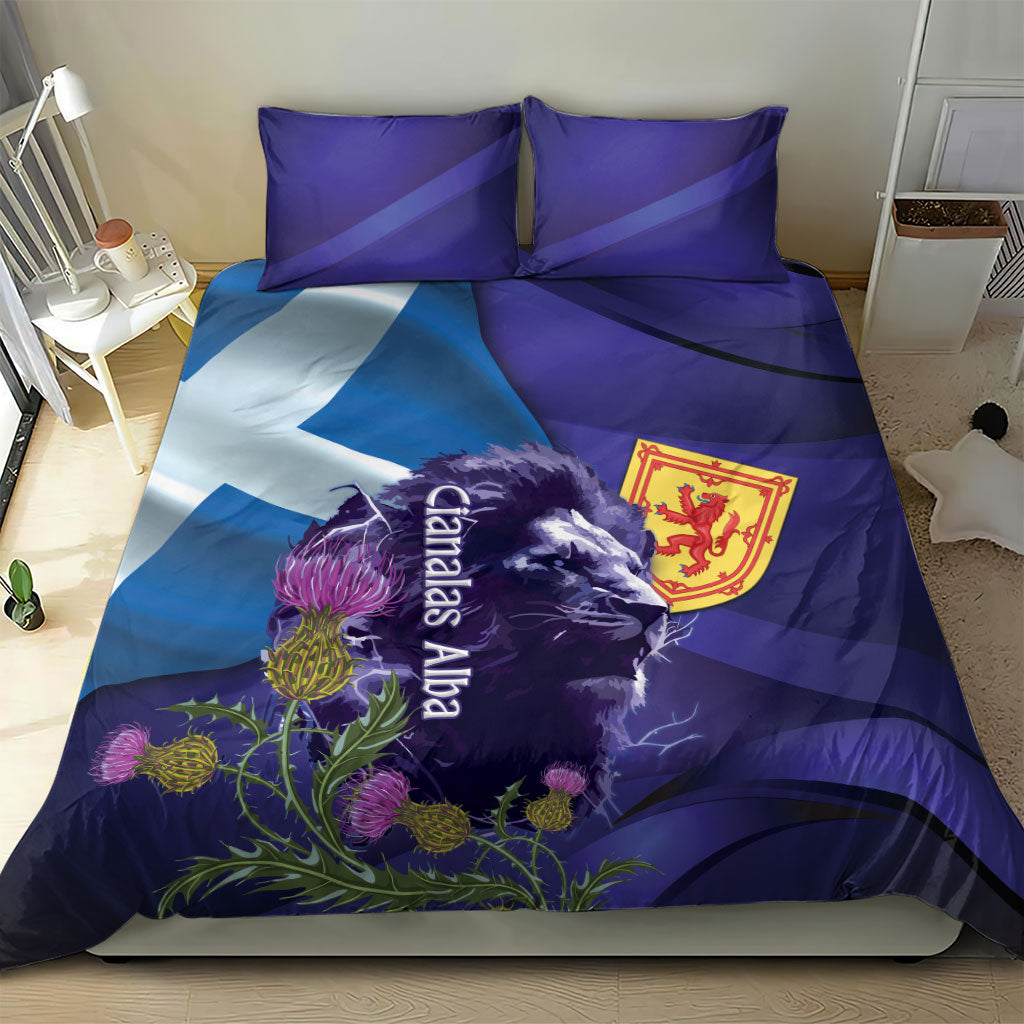 Cianalas Alba Scotland Bedding Set Scottish Lion and Thistle Purple Version