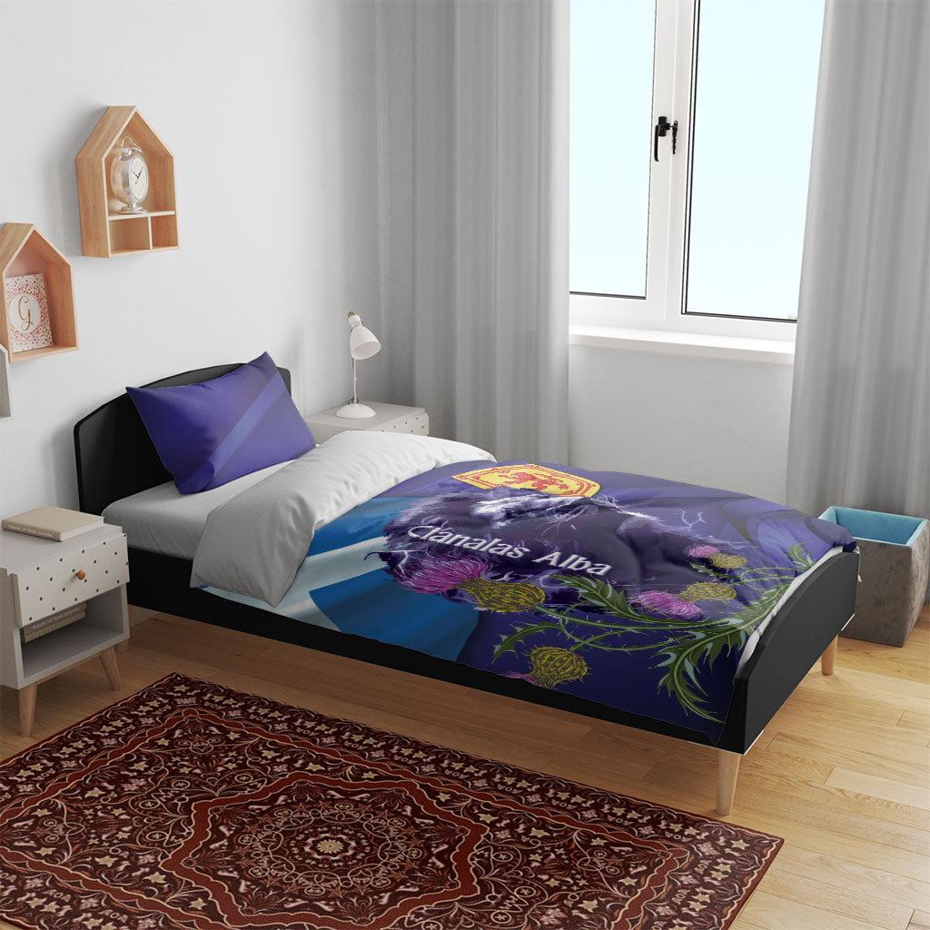 Cianalas Alba Scotland Bedding Set Scottish Lion and Thistle Purple Version