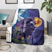 Cianalas Alba Scotland Blanket Scottish Lion and Thistle Purple Version