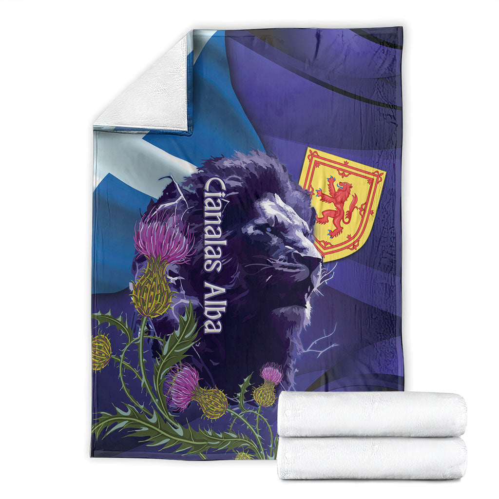 Cianalas Alba Scotland Blanket Scottish Lion and Thistle Purple Version