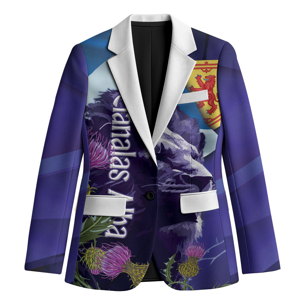 Cianalas Alba Scotland Blazer Scottish Lion and Thistle Purple Version