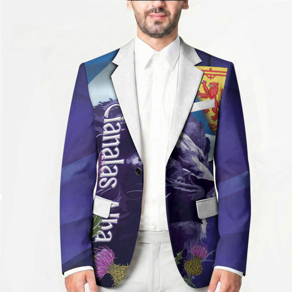 Cianalas Alba Scotland Blazer Scottish Lion and Thistle Purple Version