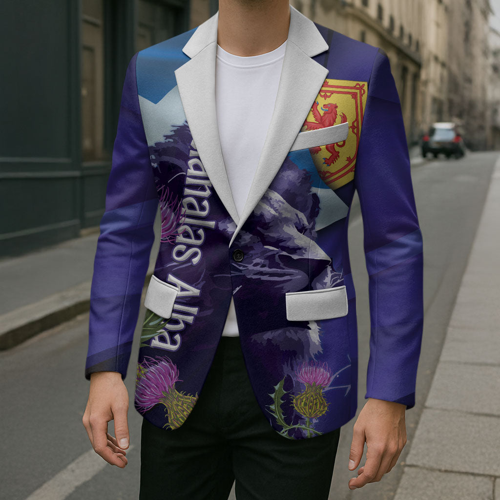Cianalas Alba Scotland Blazer Scottish Lion and Thistle Purple Version