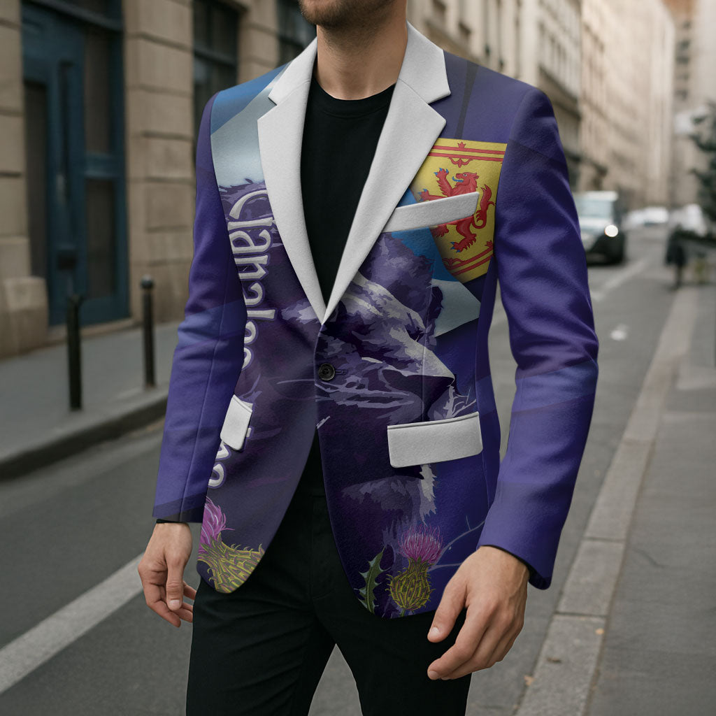 Cianalas Alba Scotland Blazer Scottish Lion and Thistle Purple Version