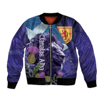Cianalas Alba Scotland Bomber Jacket Scottish Lion and Thistle Purple Version