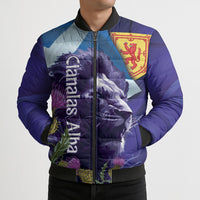 Cianalas Alba Scotland Bomber Puffer Jacket Scottish Lion and Thistle Purple Version