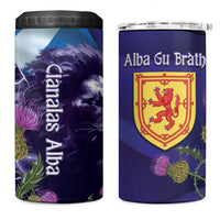 Cianalas Alba Scotland 4 in 1 Can Cooler Tumbler Scottish Lion and Thistle Purple Version