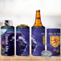 Cianalas Alba Scotland 4 in 1 Can Cooler Tumbler Scottish Lion and Thistle Purple Version